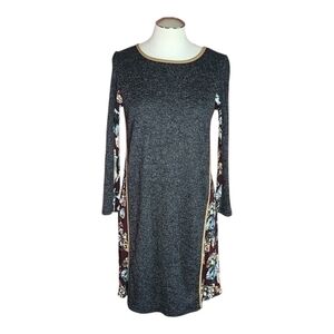 Anthropologie THML Gray and Maroon Two Pattern Butterfly Sweater Dress S